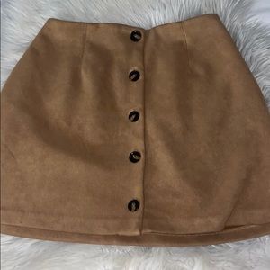 Super cute suede brown button down skirt